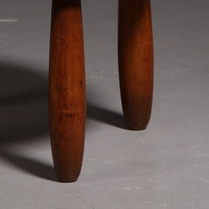 Round Danish Stool in Light Sheepskin, 1940s - Image 3