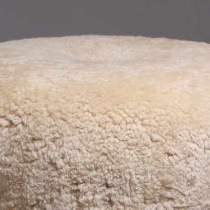 Round Danish Stool in Light Sheepskin, 1940s - Image 4