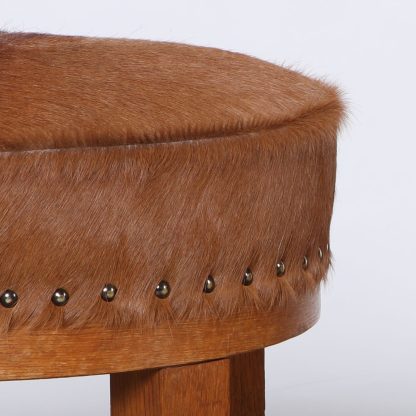 Pair of Danish Stools in Wood and Cowhide, 1940s - Image 2