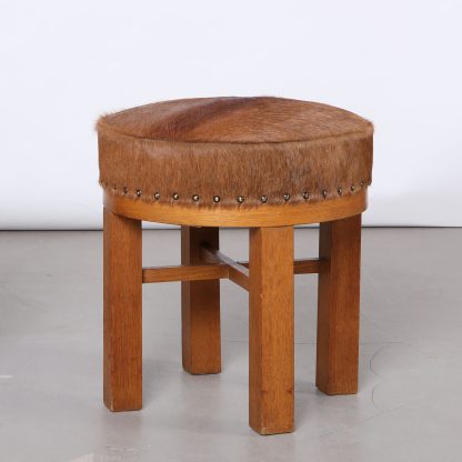 Pair of Danish Stools in Wood and Cowhide, 1940s - Image 5